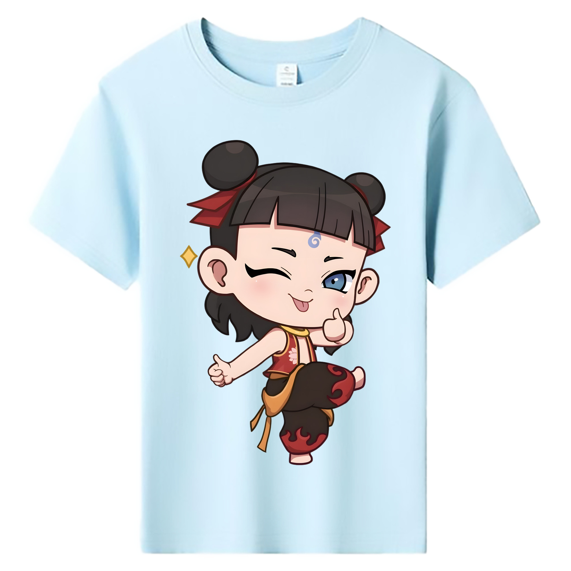 （画像用） Ne Zha 2 ナタ 魔童の大暴れ 綿100％キッズTシャツ（フロントプリント）
